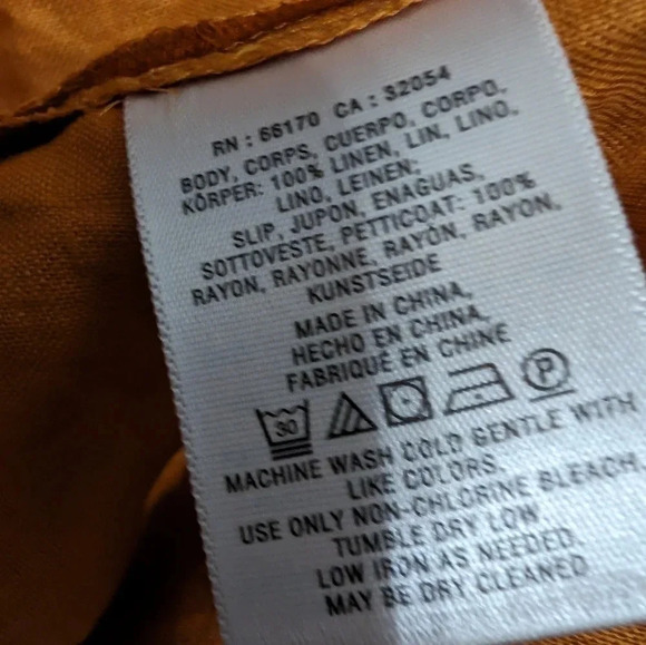 Moving Sale💘 Anthropologie Maeve Lace-Up Shirt Linen Dress Mustard Color Size 2 - Picture 7 of 7